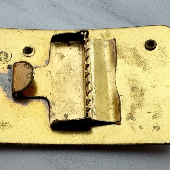 Vintage Rhinestone Floral Gold Tone Cinch Belt Buckle - Picture 10 of 10